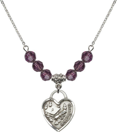 Graduation Heart Birthstone Necklace | 3/4 inch | 6mm Beads