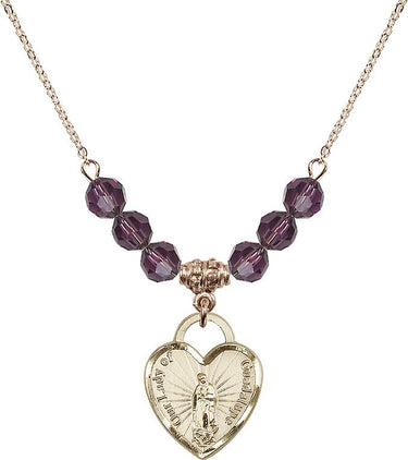 Collar de la Virgen de Guadalupe con Corazón y Piedra de Nacimiento | 1,9 cm
