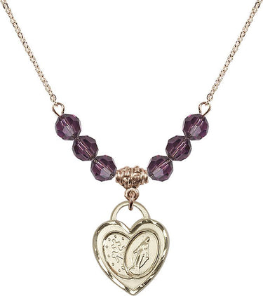 Women's Miraculous Heart Medal Birthstone Necklace | 3/4 inch