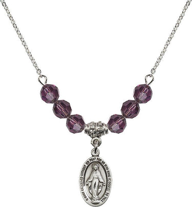 Beads Miraculous Medal Birthstone Necklace | 5/8 inch | 6mm Beads