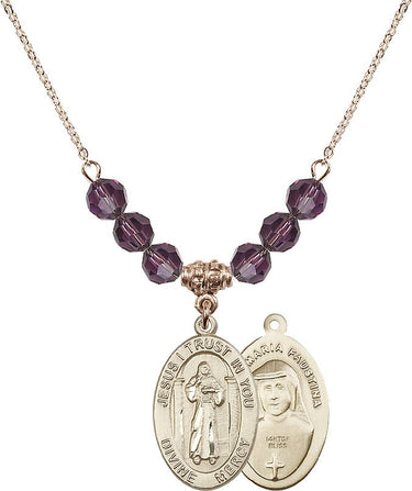 Divine Mercy Birthstone Necklace | 7/8 inch | 6mm Beads