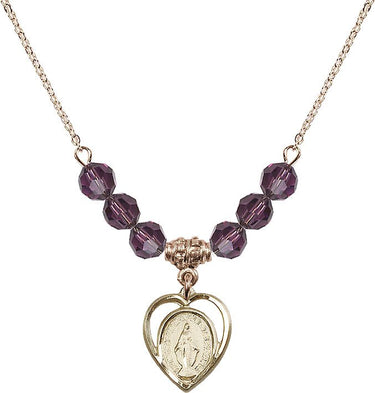 Women's Miraculous Medal Birthstone Necklace | 5/8 inch