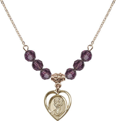 Saint Christopher Birthstone Necklace | 5/8 inch | 6mm Beads
