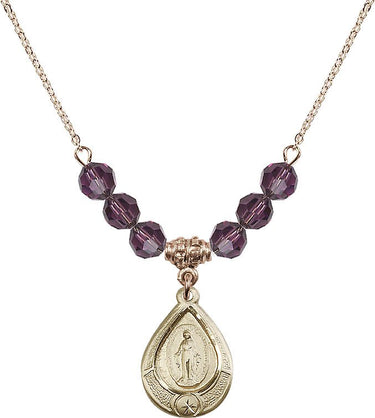 Miraculous Medal Birthstone Necklace for Women | 3/4 inch | 6mm Beads