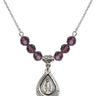 Miraculous Medal Birthstone Necklace | 3/4 inch | 6mm Beads  Amethyst Sterling Silver