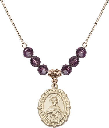 Collar escapulario con piedra de nacimiento | 2,22 cm | Cuentas de 6 mm