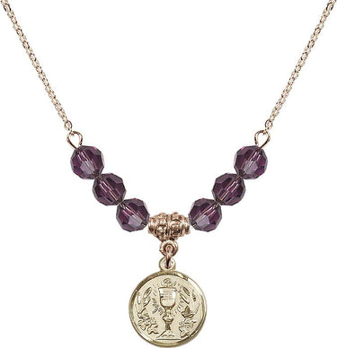 Communion Chalice Birthstone Necklace | 1/2 inch | 6mm Beads
