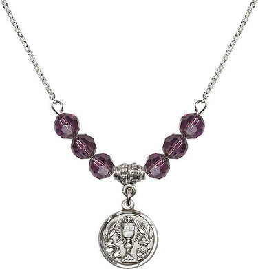 Communion Chalice Birthstone Necklace | 1/2 inch | 6mm Beads
