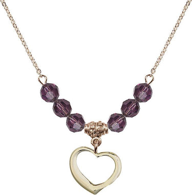 Women's Heart Birthstone Necklace | 1/2 inch | 6mm Beads