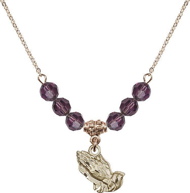 Praying Hands Birthstone Necklace | 1/2 inch | 6mm Beads