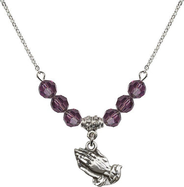 Praying Hands Birthstone Necklace | 1/2 inch | 6mm Beads