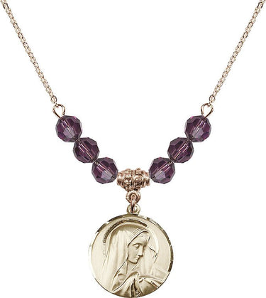 Sorrowful Mother Birthstone Necklace | 3/4 inch | 6mm Beads