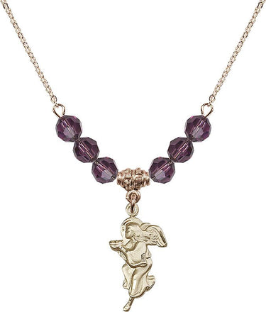 Women Guardian Angel Birthstone Necklace | 7/8 inch | 6mm Beads