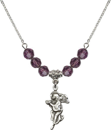 Women Guardian Angel Birthstone Necklace | 7/8 inch | 6mm Beads