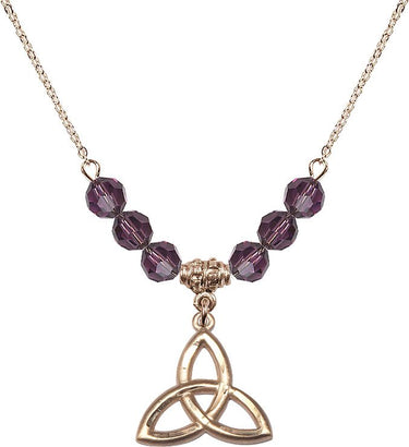 Trinity Irish Knot Birthstone Necklace | 3/4 inch | 6mm Beads