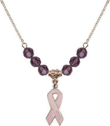 Cancer Awareness Birthstone Necklace | 7/8 inch | 6mm Beads