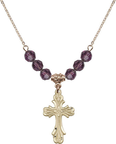 Cross Birthstone Necklace for Women | 1 inch | 6mm Beads | N30-5419