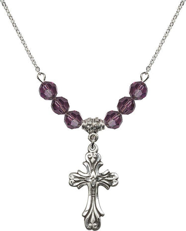 Cross Birthstone Necklace for Women | 1 inch | 6mm Beads | N30-5419