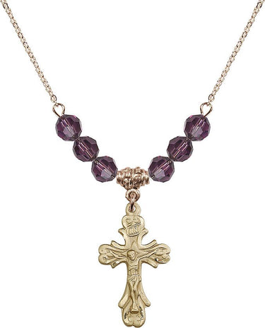 Beads Crucifix Birthstone Necklace | 1 inch | 6mm Beads | N30-5421