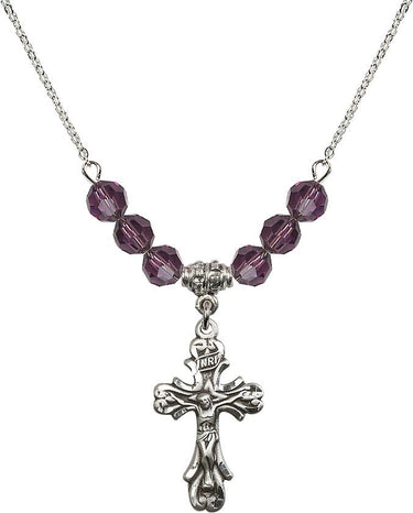 Beads Crucifix Birthstone Necklace | 1 inch | 6mm Beads | N30-5421