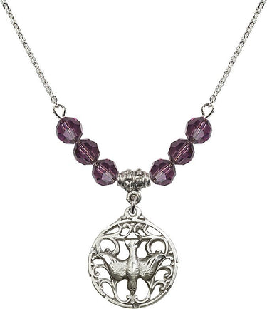 Zircon Holy Spirit Birthstone Necklace | 3/4 inch | 6mm Beads