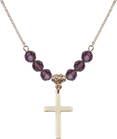 Women's Cross Birthstone Necklace | 7/8 inch | 6mm Beads | N30-5670