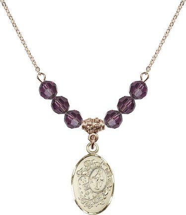 Miraculous Medal Birthstone Necklace | 7/8 inch | 6mm Beads | N30-5682