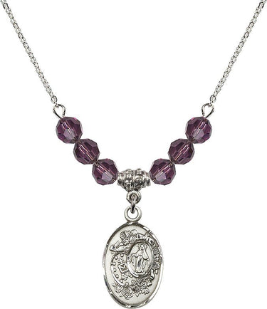 Miraculous Medal Birthstone Necklace | 7/8 inch | 6mm Beads | N30-5682