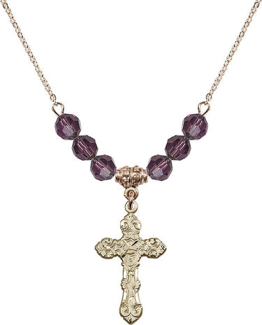 Cross Birthstone Necklace | 1 inch | 6mm Beads | N30-6001