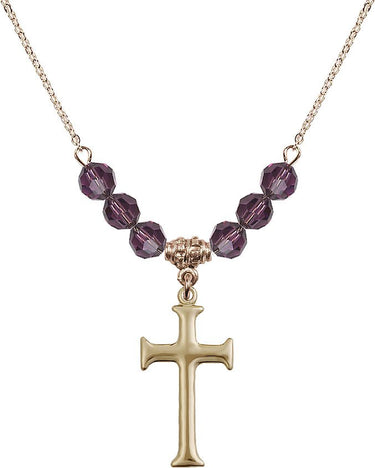Cross Birthstone Necklace | N30-6008 | 1 inch | 6mm Beads
