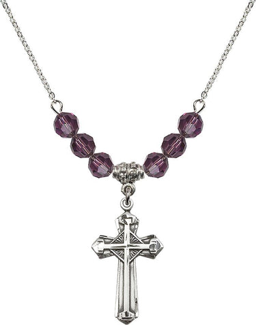 Cross Birthstone Necklace | N30-6012 | 1 1/8 inch | 6mm Beads