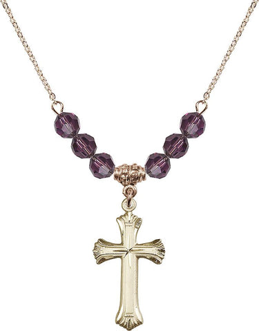 Sterling Cross Birthstone Necklace | 1 1/8 inch | 6mm Beads | N30-6013