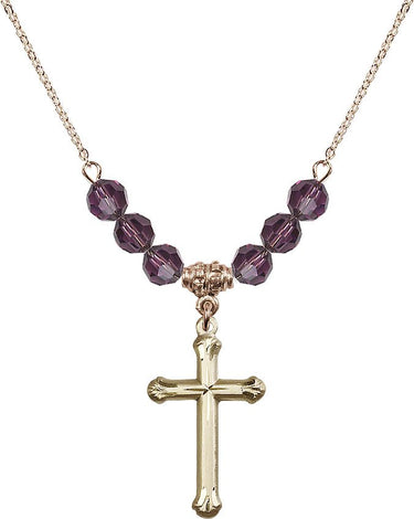 Cross Birthstone Necklace | N30-6022 | 1 inch | 6mm Beads