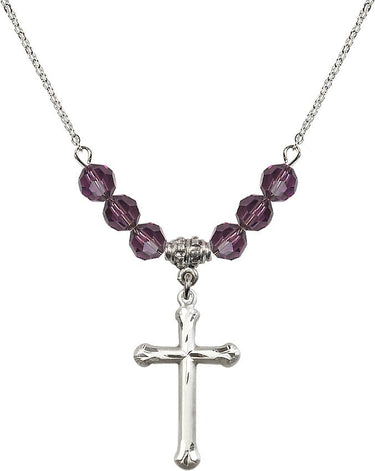Cross Birthstone Necklace | N30-6022 | 1 inch | 6mm Beads