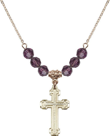 Cross Birthstone Necklace for Women | 1 inch | 6mm Beads | N30-6039
