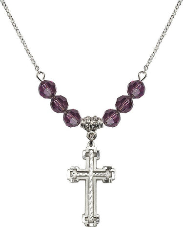 Cross Birthstone Necklace for Women | 1 inch | 6mm Beads | N30-6039