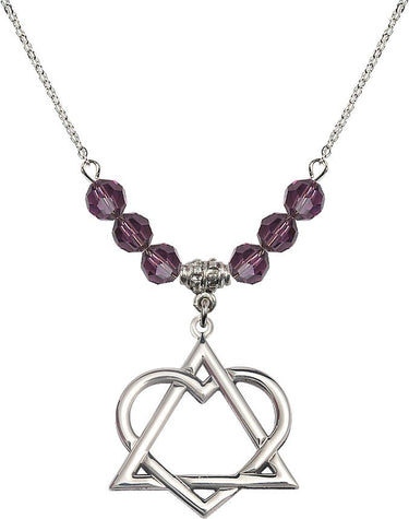 Collar de piedra natal con corazón de adopción | 2,8 cm | Cuentas de 6 mm