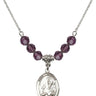 Saint Andrew the Apostle Birthstone Necklace | 3/4 inch | 6mm Beads  Amethyst Sterling Silver