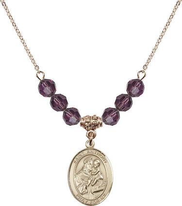 Collar con piedra natal de San Antonio | 3/4 de pulgada | Cuentas de 6 mm