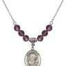 Saint Apollonia Birthstone Necklace | 3/4 inch | 6mm Beads  Amethyst Sterling Silver