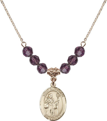 Collar con piedra natal de San Agustín | 3/4 pulgada | Cuentas de 6 mm