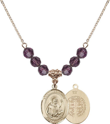 Saint Benedict Birthstone Necklace | 3/4 inch | 6mm Beads