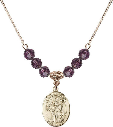 Saint Boniface Birthstone Necklace | 3/4 inch | 6mm Beads