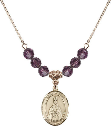 Saint Blaise Birthstone Necklace | 3/4 inch | 6mm Beads