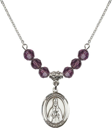 Saint Blaise Birthstone Necklace | 3/4 inch | 6mm Beads
