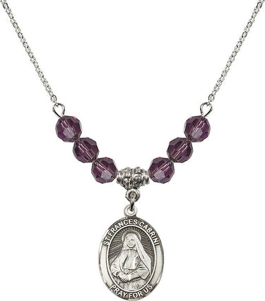 Saint Frances Cabrini Birthstone Necklace | 3/4 inch