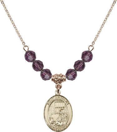 Saint Benjamin Birthstone Necklace | 3/4 inch | 6mm Beads