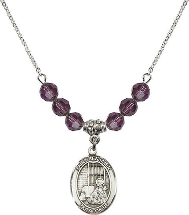 Saint Benjamin Birthstone Necklace | 3/4 inch | 6mm Beads