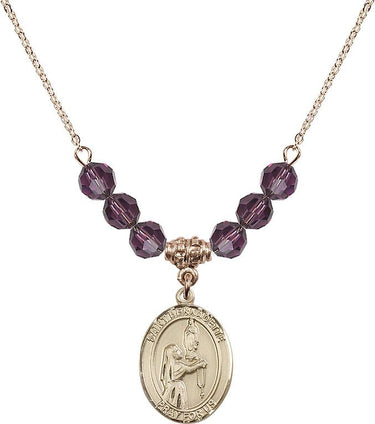 Saint Bernadette Birthstone Necklace | 3/4 inch | 6mm Beads