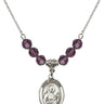 Saint Camillus of Lellis Birthstone Necklace | 3/4 inch | 6mm Beads  Amethyst Sterling Silver